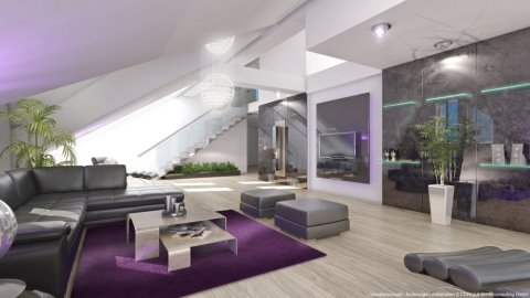 Luxus-Terrassen-Penthouse 3D Innen-Design Immobilien-Promotion