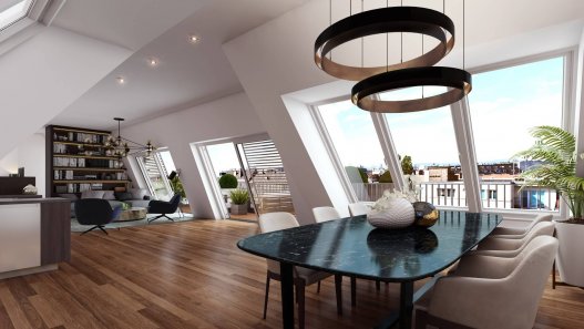 Modenapark Projekt in Wien 3D Visualisierung Wohnzimmer