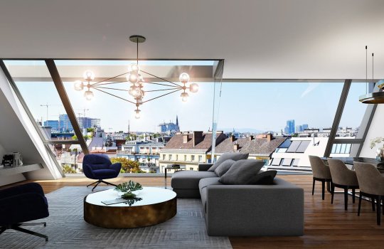 3D Visualisierung Immobilienprojekt in Wien Wohnzimmer