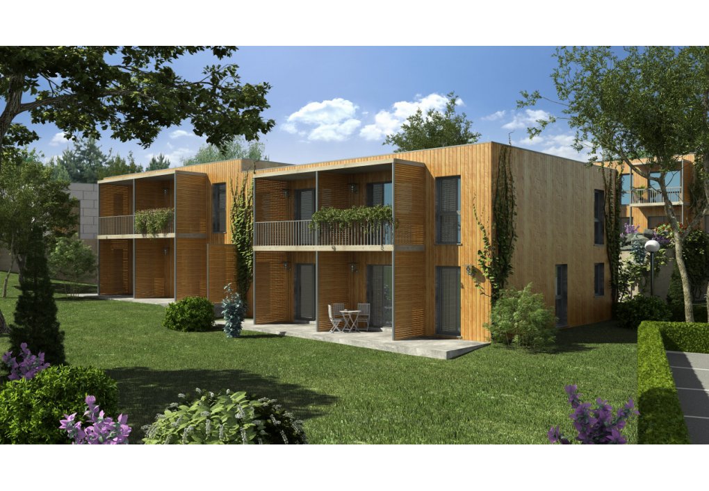 Projekt in Oberwölblink das Cohousing Pomali Gartenperspektive 3D