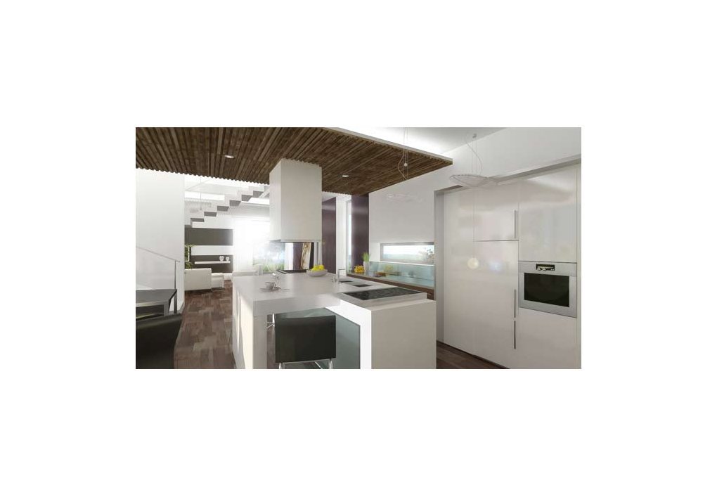 3D Küche aber auch das Wohnzimmer wurden in unserem Design entwickelt und als 3D Visualisierungen / Renderings umgesetz